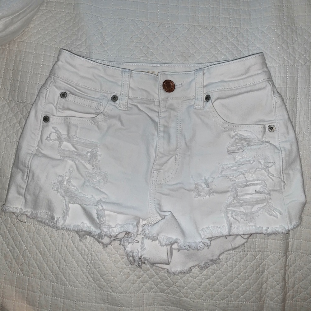 White denim jean shorts